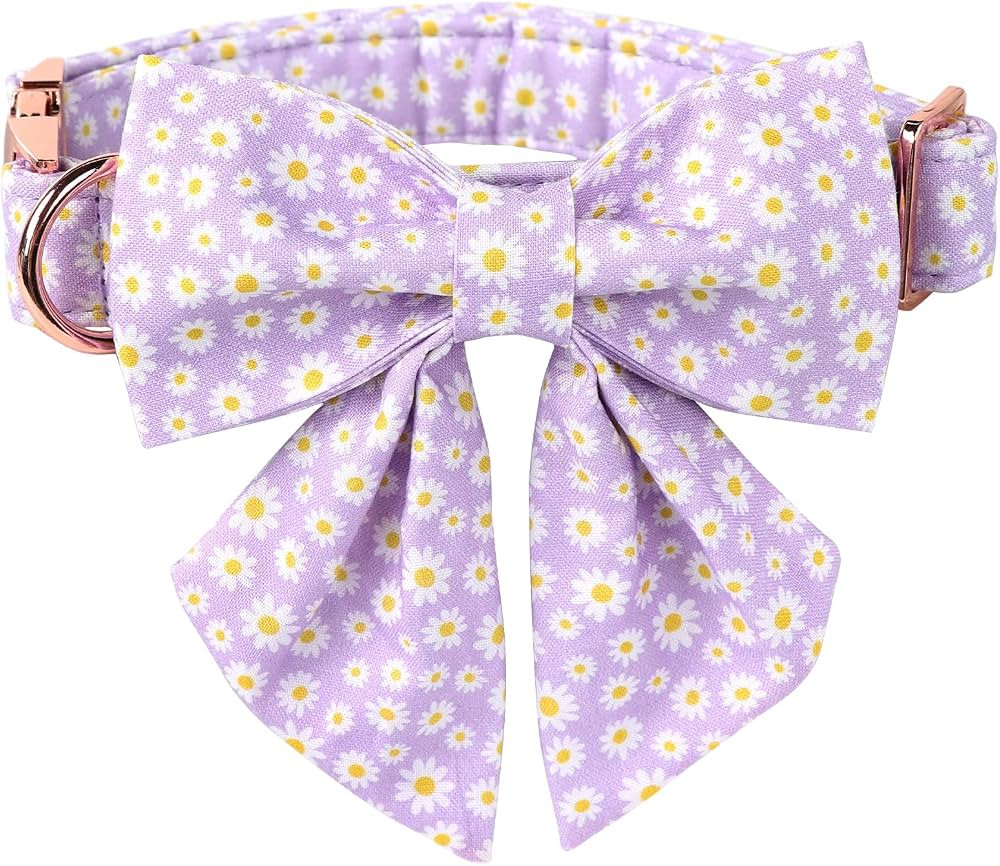 Lionet Paws Spring Dog Collar with Sailor Bow, Soft Comfortable Adjustable Cute Daisy Collar for ... | Amazon (US)