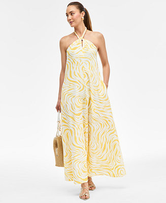 Women's Linen-Blend Halter Midi Dress | Macy's