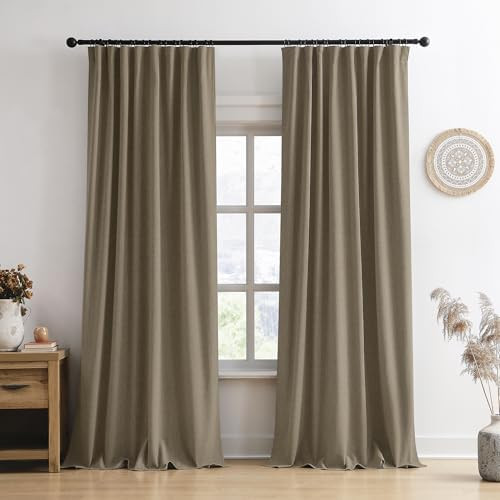 Linen Brown Room Darkening Curtains for Living Room 50 x 96 2 Panels | Amazon (US)