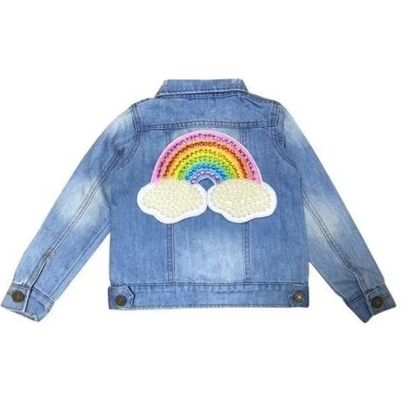 Happy Rainbow Denim Jacket, Blue | Maisonette