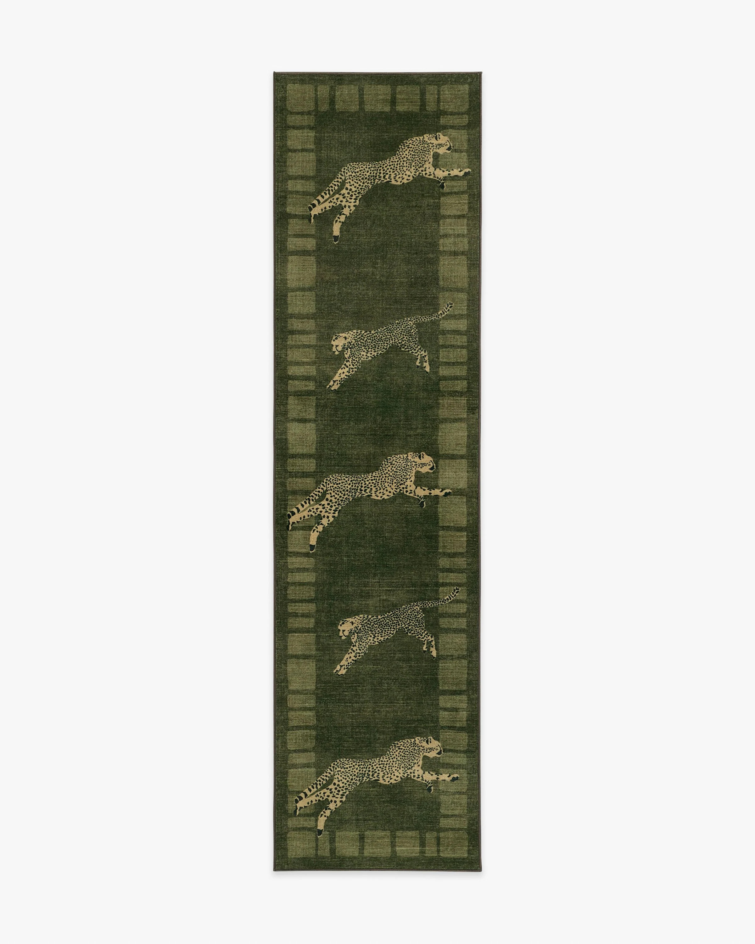 Leaping Cheetah Olive Green Rug by Scalamandré | Ruggable US | Ruggable