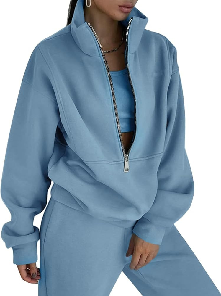 Eisctnd Womens Fleece 2 Piece Sweatsuit Lounge Set Long Sleeve Sweatshirt Jogger Pants Tracksuit ... | Amazon (US)