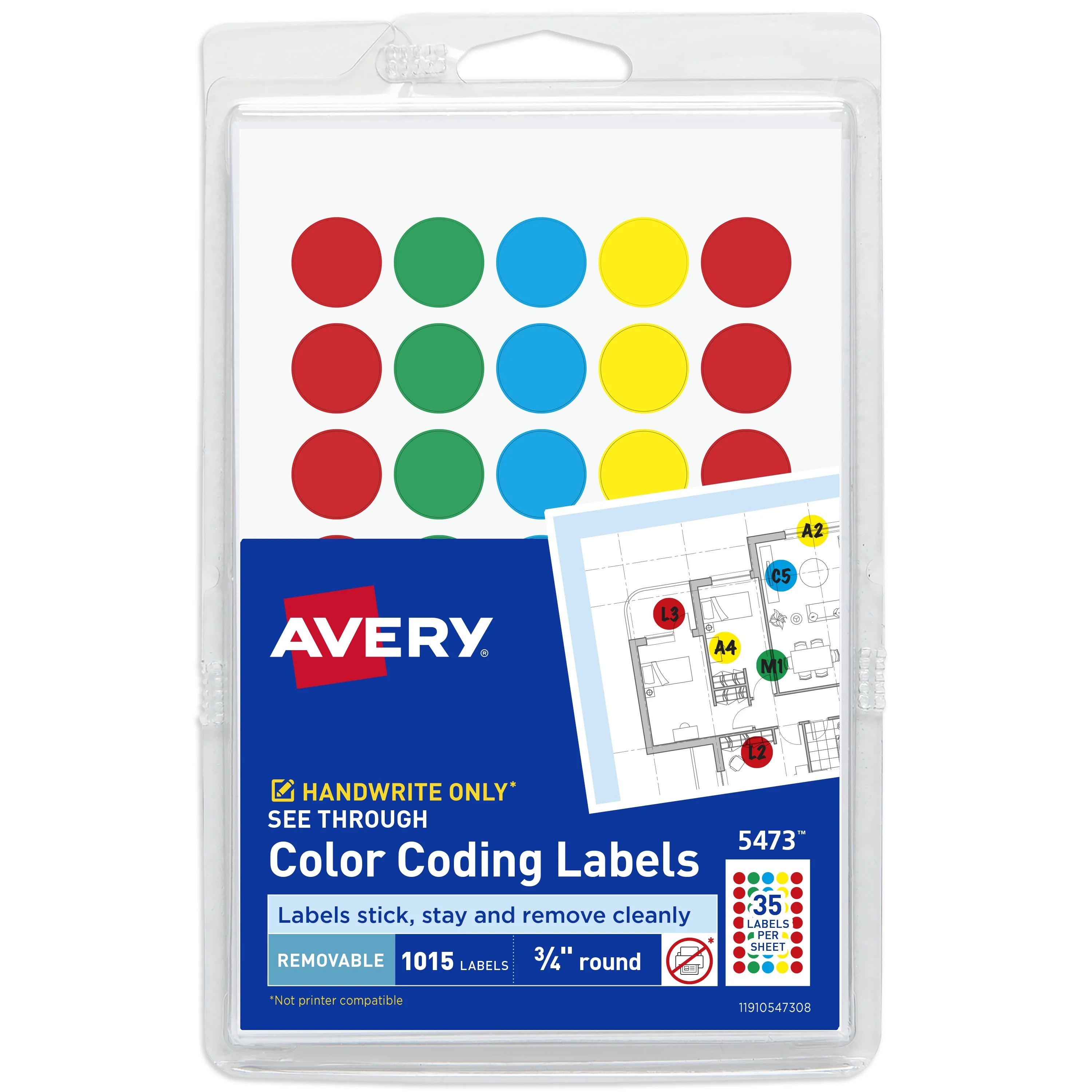 Avery See-Through Dot Stickers, 3/4" Diameter, 1,015 Total (5473) | Walmart (US)