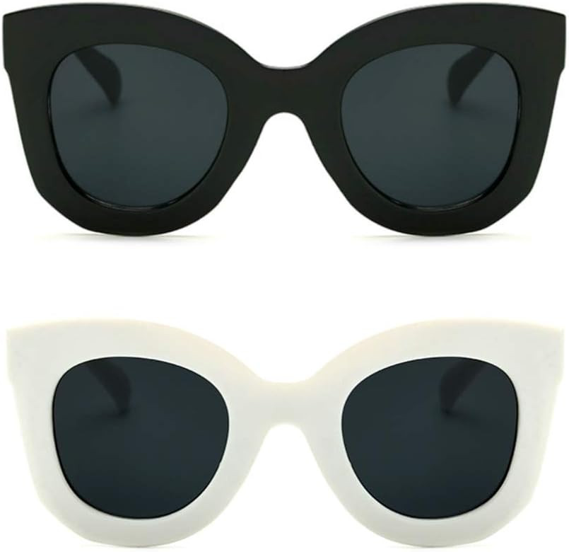 Butterfly Sunglasses Semi Cat Eye Glasses Plastic Frame Clear Gradient Lenses | Amazon (US)