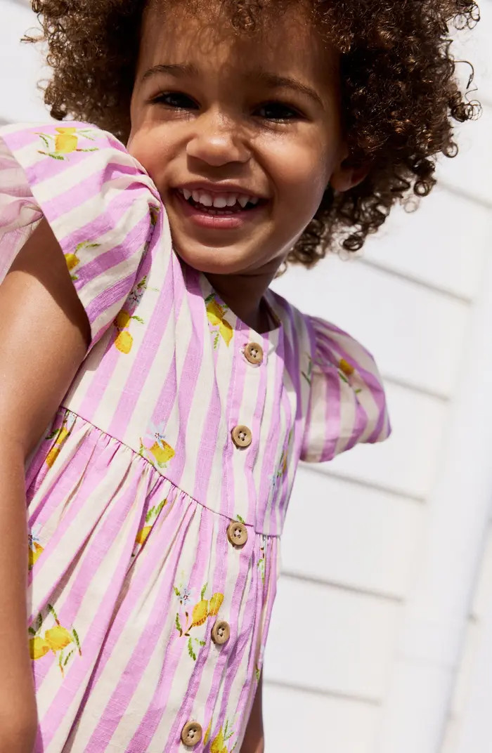Kids' Stripe Cotton Button Front Dress | Nordstrom