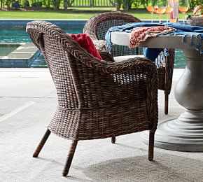 Torrey Wicker Roll Arm Outdoor Dining Chair | Pottery Barn (US)