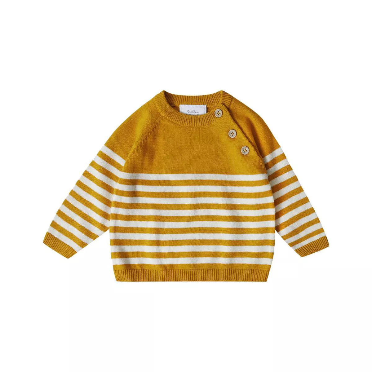 Stellou & Friends 100% Cotton Knit Striped Baby Toddler Boys Girls Long Sleeve Sweater with Shoul... | Target