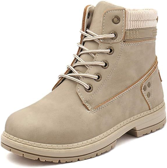 Athlefit Women's Work Waterproof Hiking Combat Boots Lace up Low Heel Booties Ankle Boots | Amazon (US)