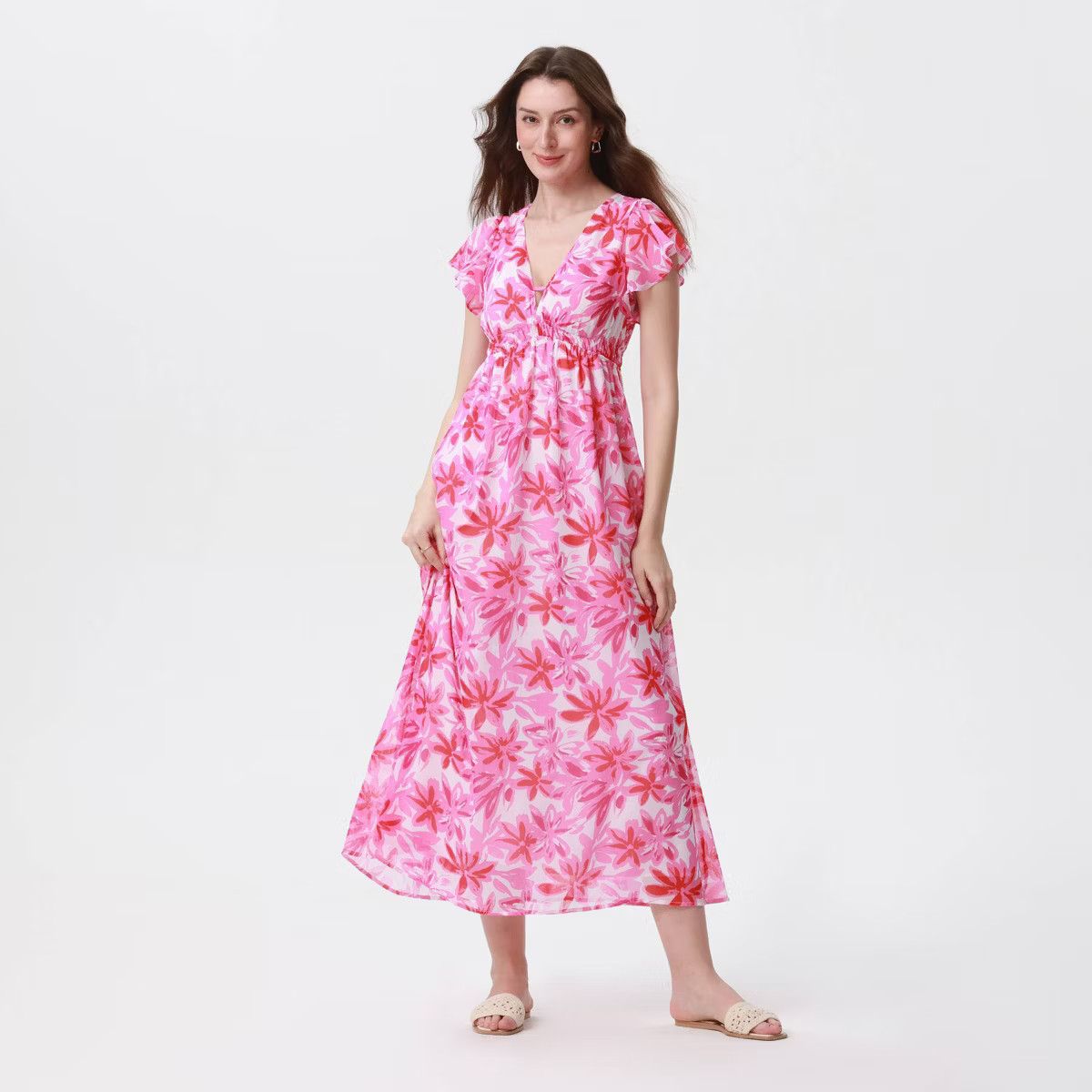 Women's Flutter Short Sleeve Maxi A-Line Dress - A New Day™ | Target