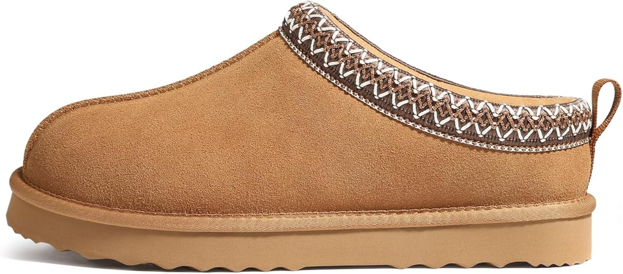 Genuine Suede Fuzzy Slippers for Women Winter Warm House Shoes Cozy Mini Boots for Indoor Outdoor | Amazon (US)