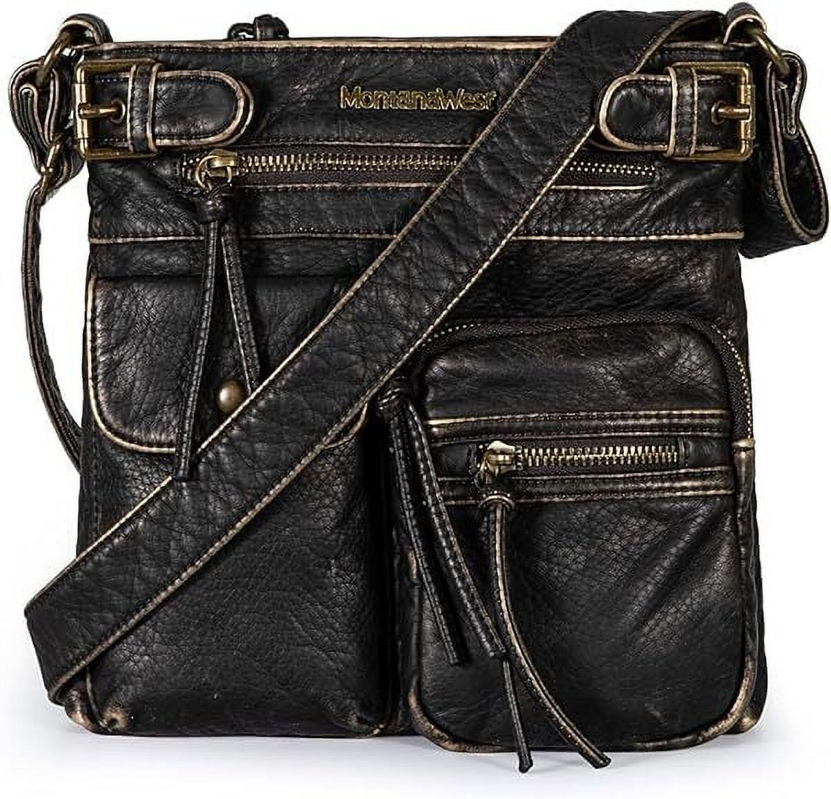 Montana West Crossbody Bag for Women Soft Washed Leather Multi Pocket Shoulder Purses | Walmart (US)