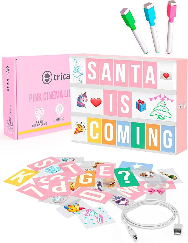 Pink Cinema Light Box with 312 Letters, Emojis & 3 Markers - Led Light Box sign for Home & Pink R... | Amazon (US)