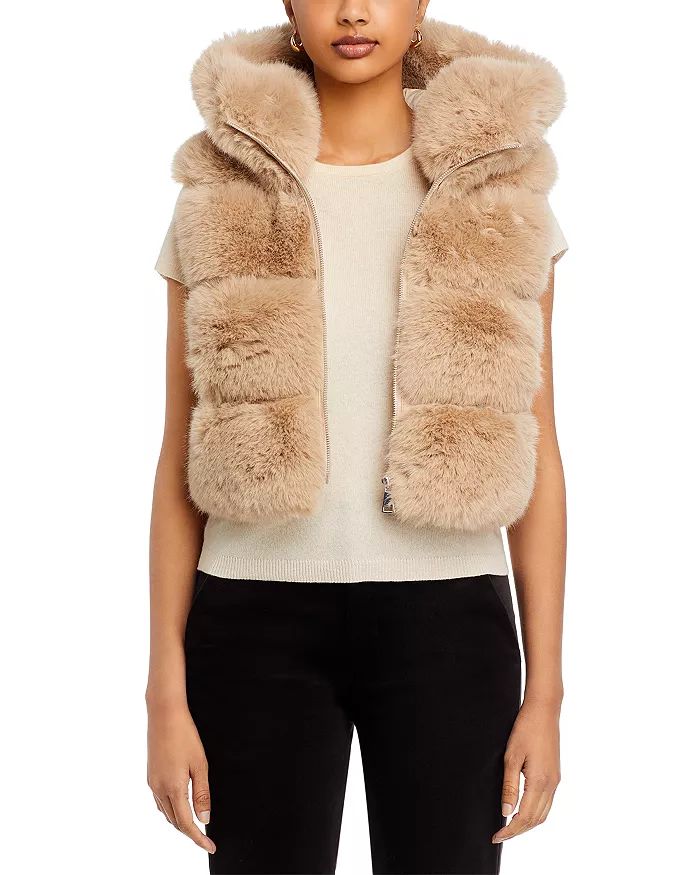 Hooded Faux Fur Cropped Vest | Bloomingdale's (US)