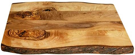 Tramanto Farmhouse Wooden Serving Board with Bark, Rustic Olive Wood Platter 15 x 10 Inch | Amazon (US)