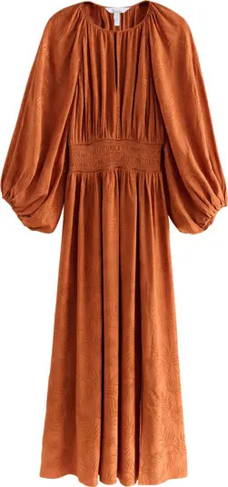 Tonal Jacquard Long Sleeve Maxi Dress | Nordstrom