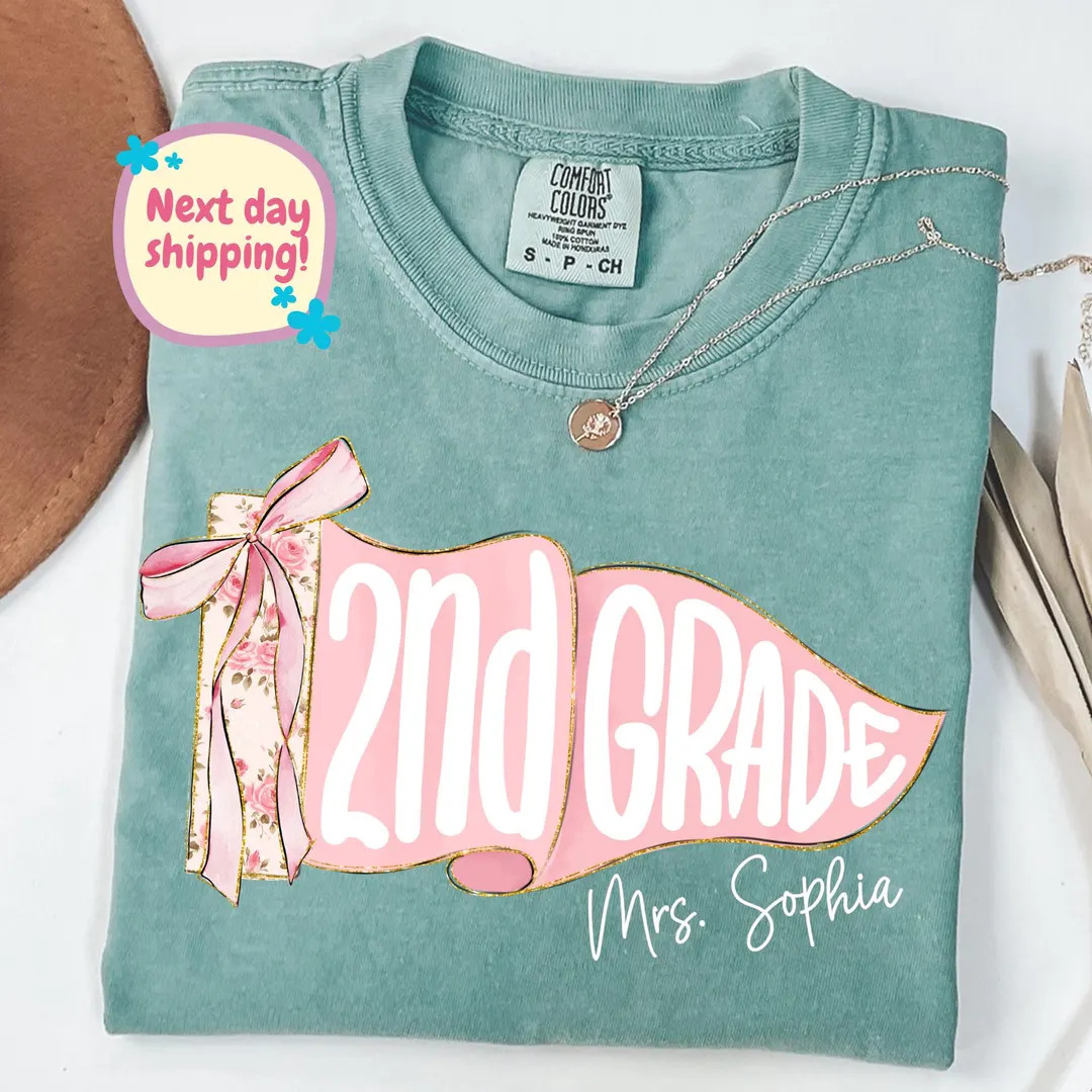 Pennants Flag Teacher Shirt, Custom Teacher Name Tee, Preppy Back to School Shirt, School Spirit ... | Etsy (US)