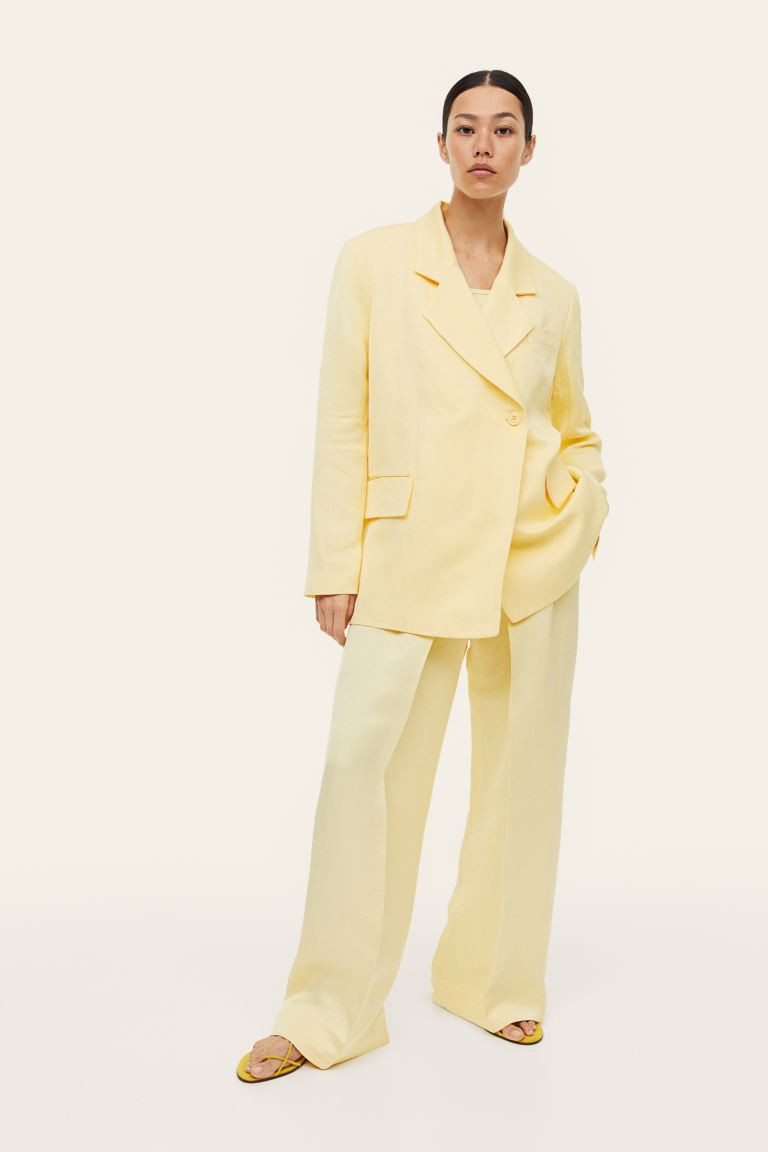 Double-breasted Linen-blend Jacket | H&M (US + CA)