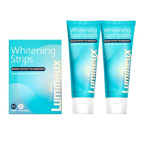 Lumineux Whitening Duo Set – Peroxide Free - Enamel Safe for Whiter Teeth – Includes 21 Whitening Treatments & 2 Pack Whitening Toothpaste, Fluoride Free & Dentist Formulated | Amazon (US)