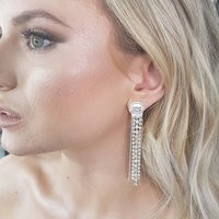 Sparkle Dangle Earrings, Fancy Earring, Rhinestone Tassel Earrings, Extra Long Wedding Long Crystal  | Etsy (US)