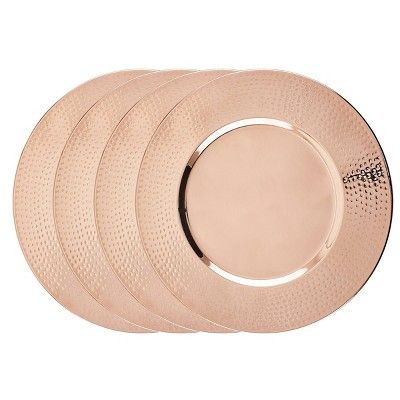 Old Dutch 16" 4pk Stainless Steel Hammered Rim Charger Plates Copper | Target