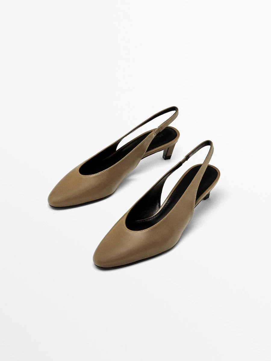 Round toe slingback heeled shoes | Massimo Dutti US