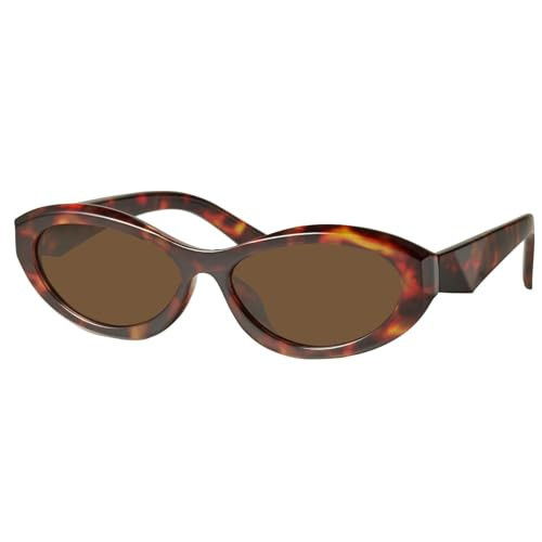 mosanana Oval Cat Eye Sunglasses for Women Tortoise Shell Turtle Retro Vintage Trendy Fashion Cute Cool Small Face 90s Narrow Frame MS52372 | Amazon (US)