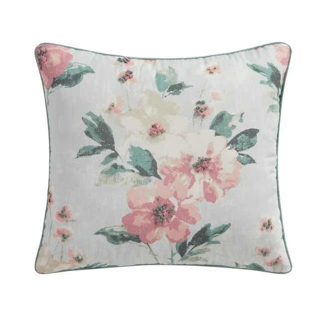 My Texas House Lisette 18" x 18" Multi-Color Floral Bunny Cotton Decorative Pillow - Walmart.com | Walmart (US)