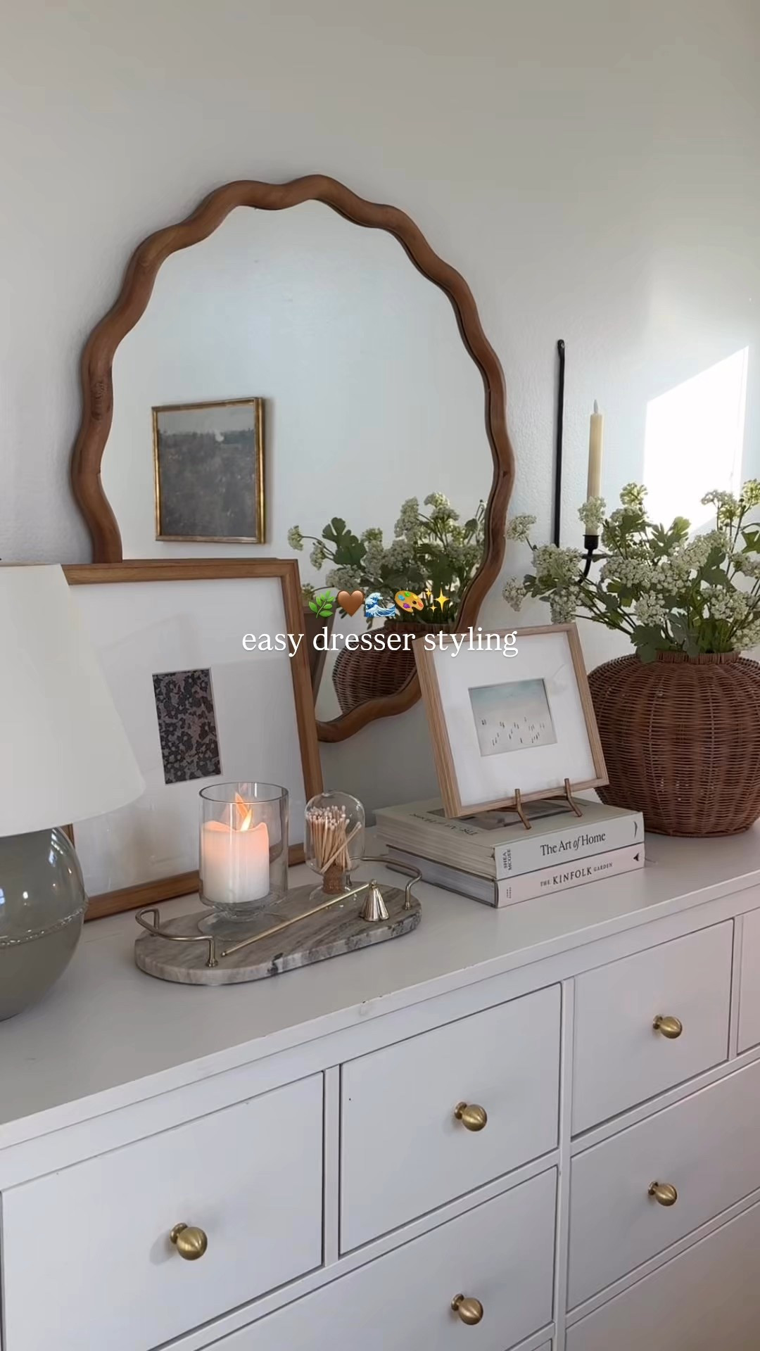 Dresser styling, primary bedroom, light and bright decor, bedroom decor, neutral artwork, wall mirror, neutral lamp, frames, target home decor, Amazon home decor 

#LTKStyleTip #LTKHome #LTKFindsUnder50