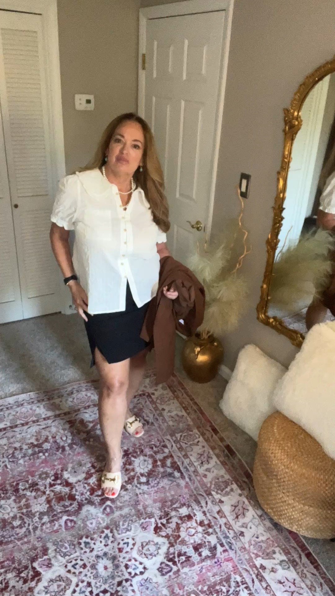 Perfect summer blouse. Old money aesthetic. Peter pan collar with ruffle trim.
Hook and eye buttons. Very feminine details.

#LTKWorkwear #LTKootd #LTKgrwm