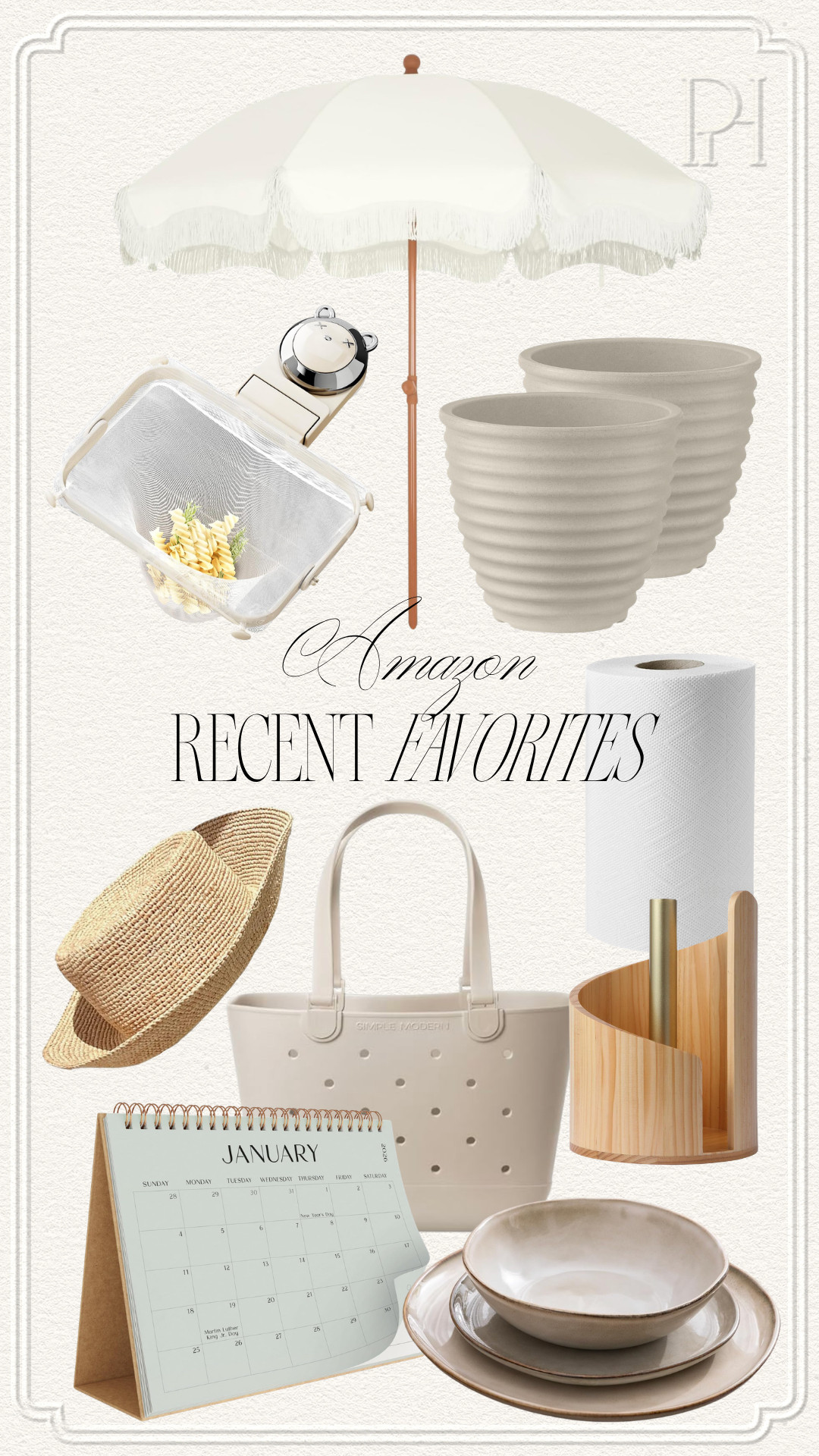 Amazon finds I've been loving lately!

patio umbrella, outdoor umbrella, planter pots, patio decor, kitchen strainer, paper towel holder, neutral kitchen, wood paper towel holder, neutral plate, dishes, dishwares, office calendar, sun hat, beach tote, pool bag, waterproof bag, neutral home, neutral patio 

 #LTKSeasonal #LTKHome