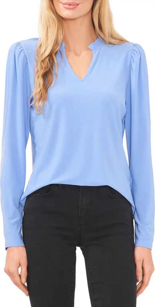 CeCe Split Neck Long Sleeve Top | Nordstrom | Nordstrom