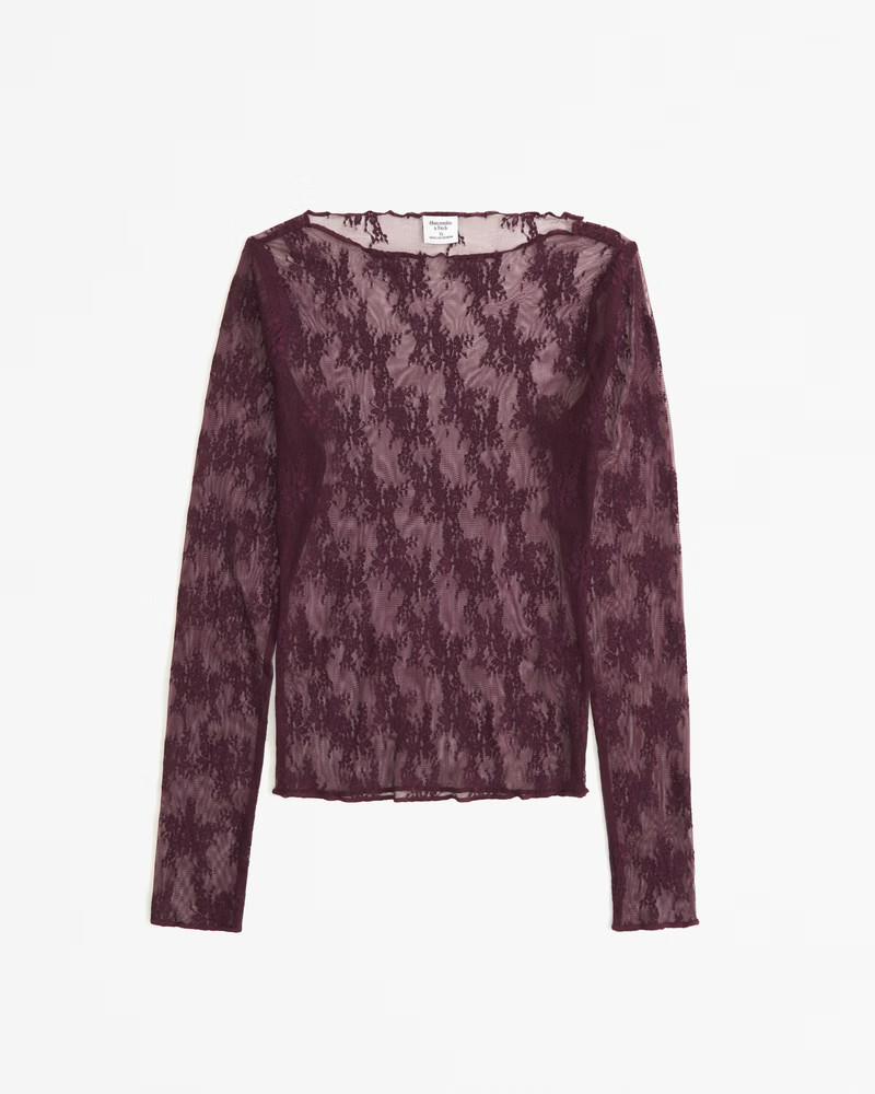 Long-Sleeve Lace Slash Top | Abercrombie & Fitch (US)