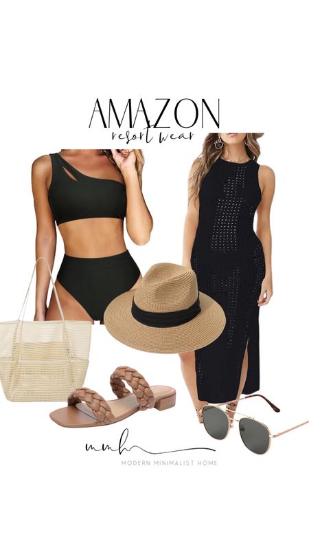 Ready for summer vacation with these Amazon resort wear must haves! I love this black two piece swimsuit from Amazon. This slimming black cover up comes in multiple colors. Loving these gold Amazon sunglasses and sun hat. 

#LTKSwim #LTKStyleTip #LTKTravel