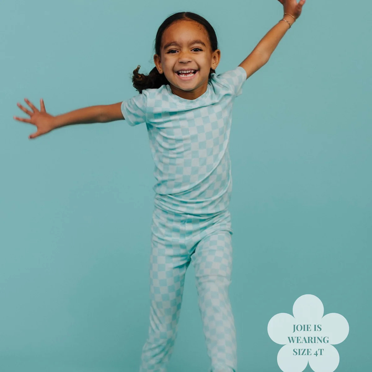 Kids Bamboo Pajama Set Teal Check | Soft Kids Sleepwear | Staykation