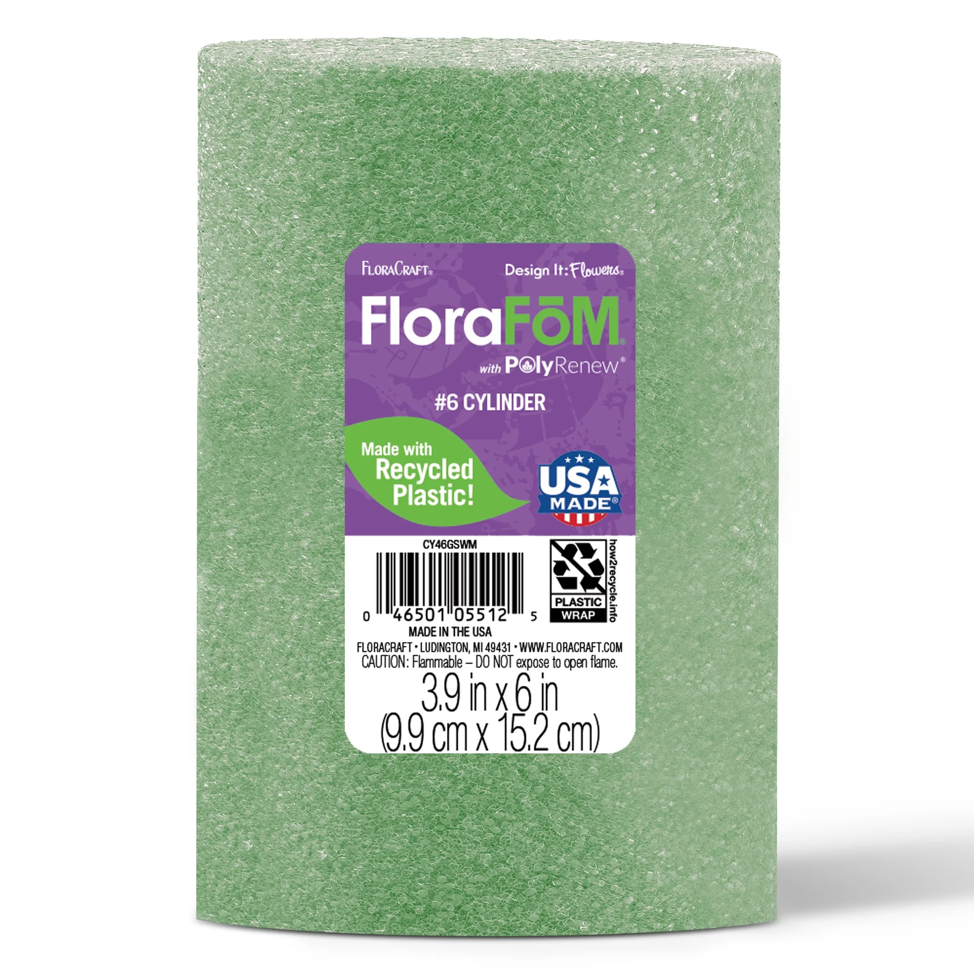 FloraCraft FloraFōM Cylinder 3.9 inch x 6 inch Green Floral Arranging Supply | Walmart (US)