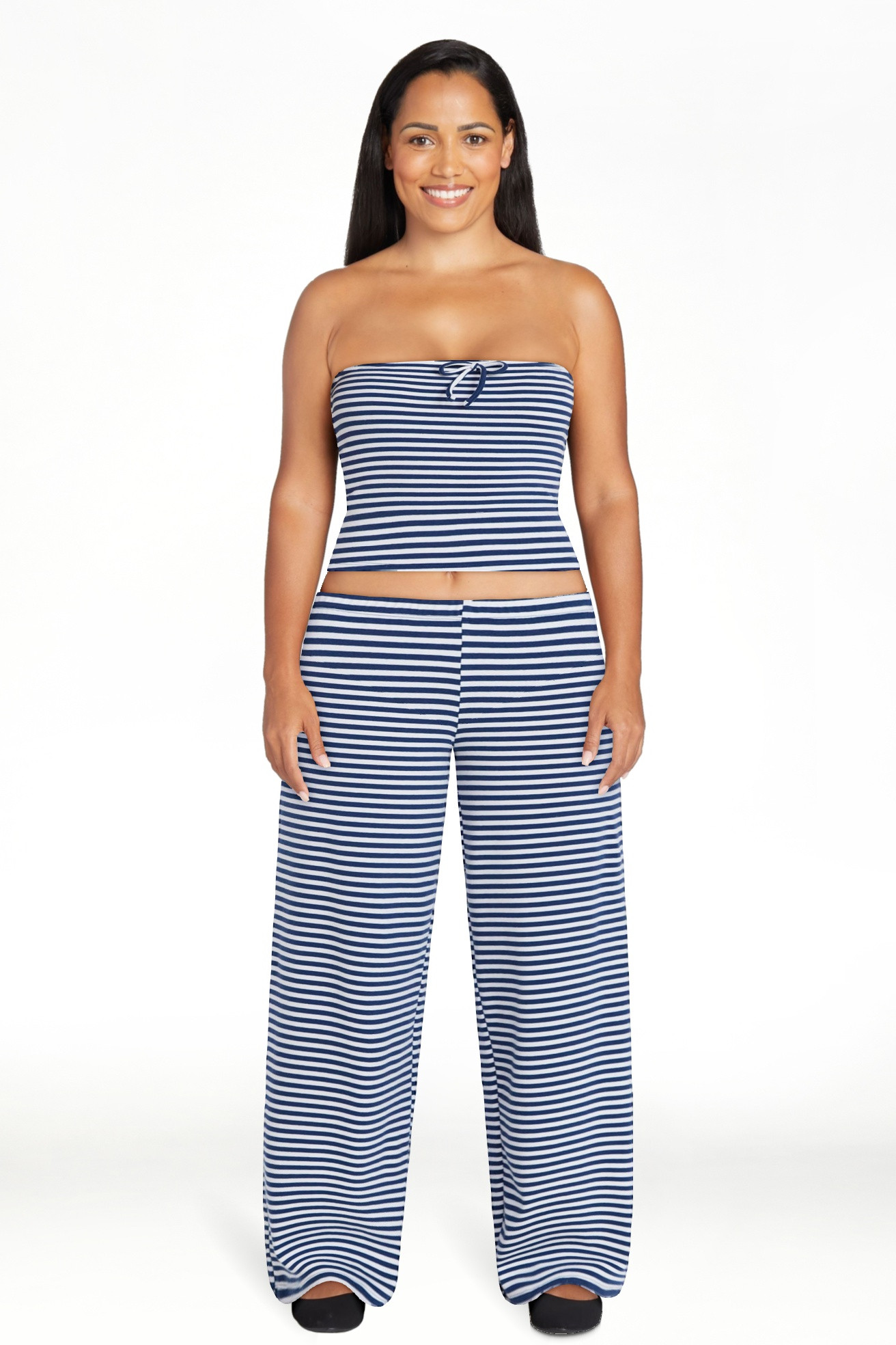 No Boundaries Striped Tube Top and Pants Set, 2-Piece, Women's XXS-XXL | Walmart (US)