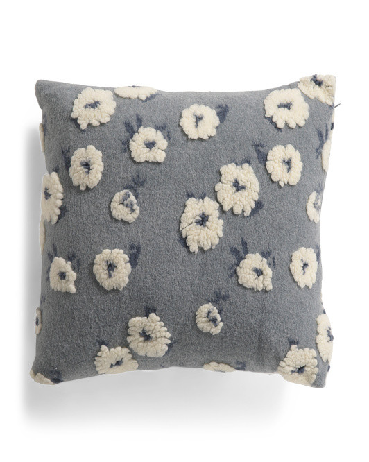 20x20 Floral Jacquard Embroidered Sherpa Flowers Pillow | TJ Maxx
