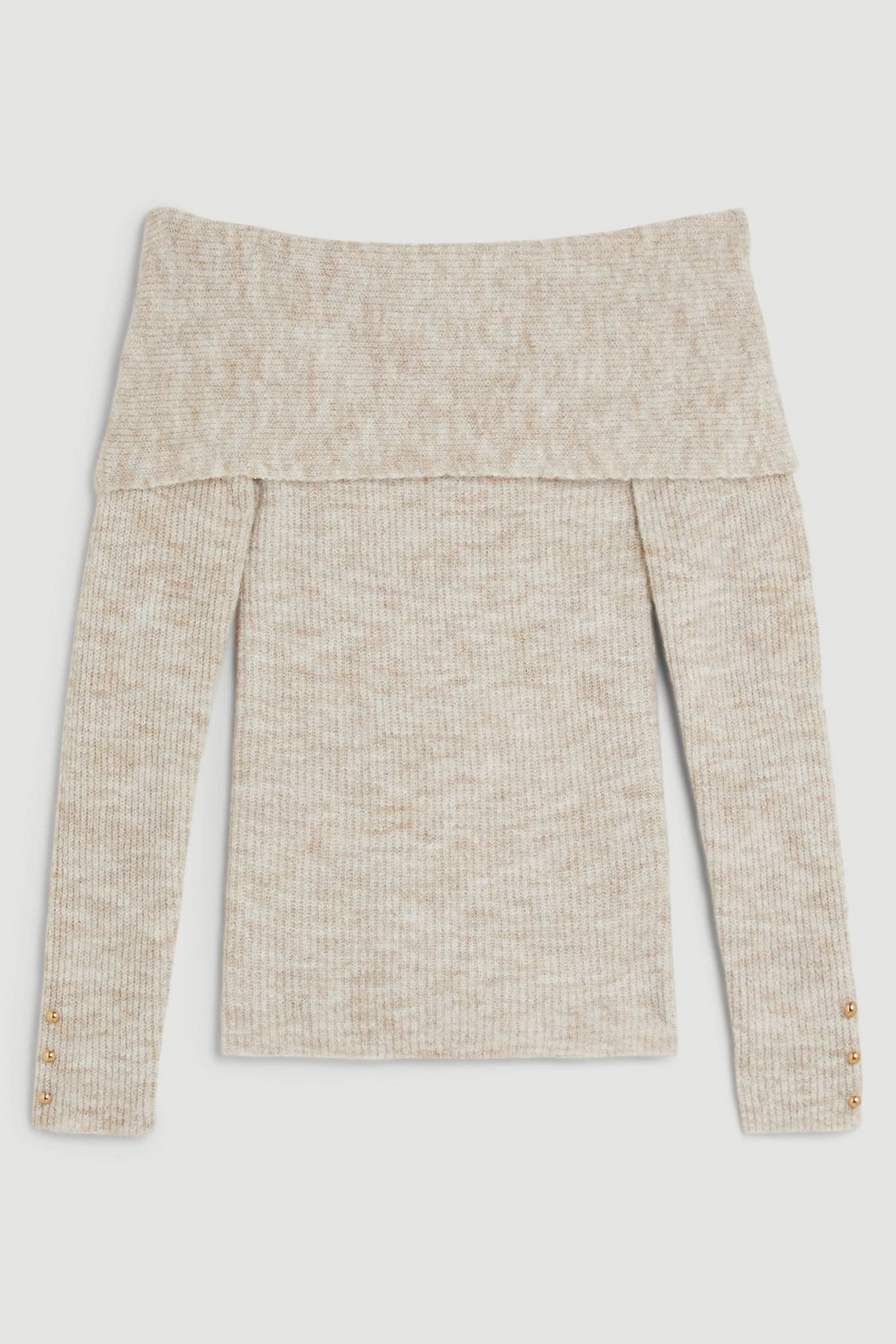 Wool Blend Cosy Bardot Knit Jumper | Karen Millen US