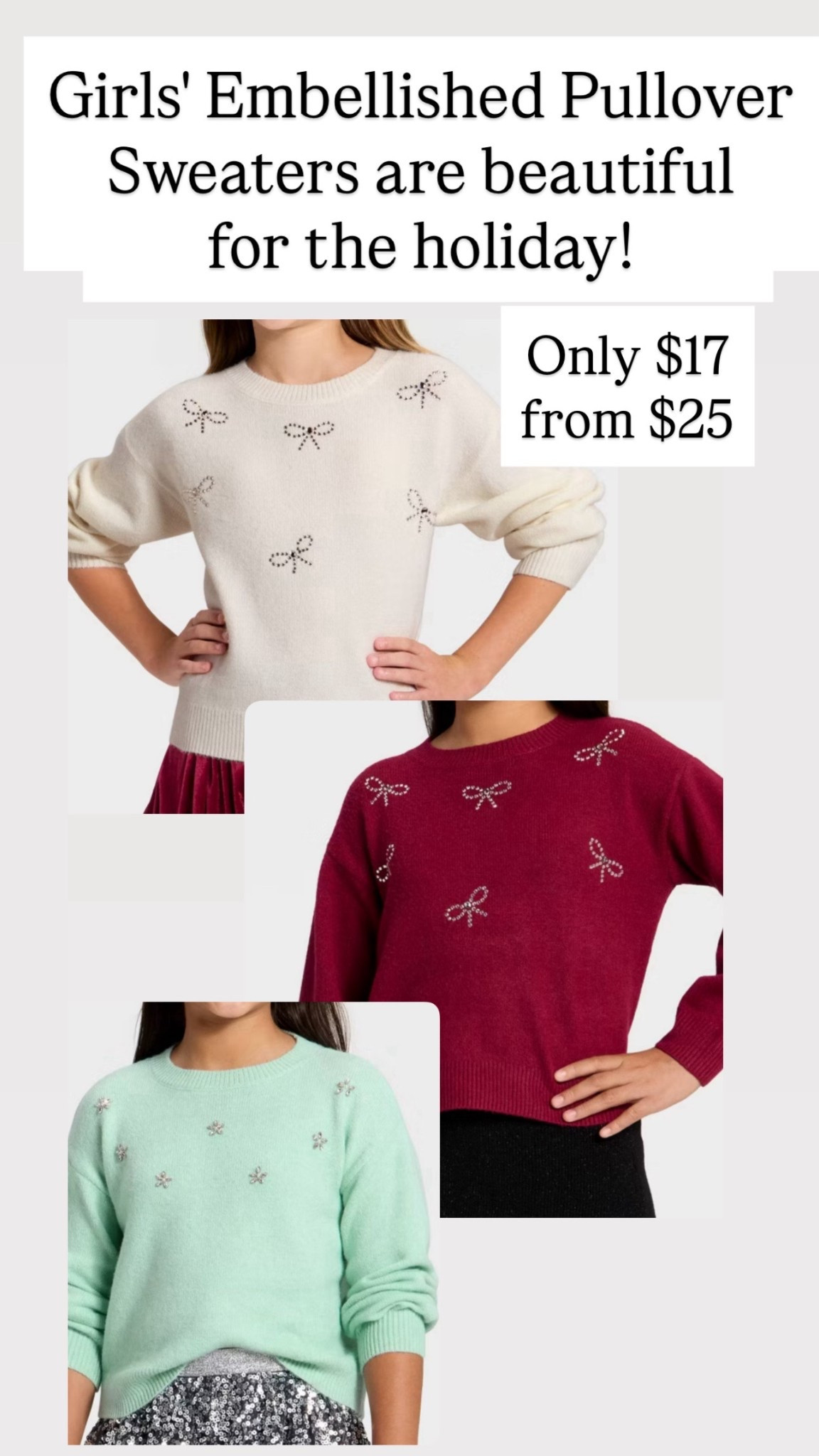 Obsessed with these embellished sweaters for girls! Only $17 right now!! 

#LTKHoliday #LTKSaleAlert