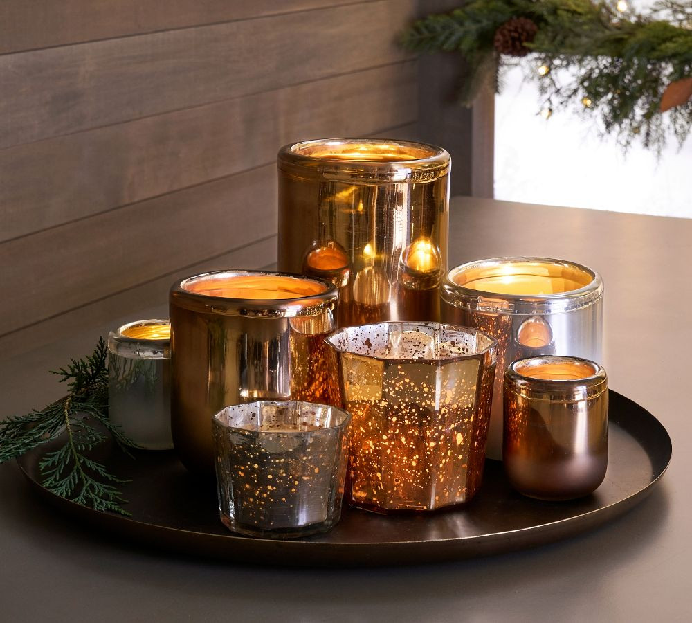 Faceted Mercury Glass Votive Holders | Pottery Barn (US)