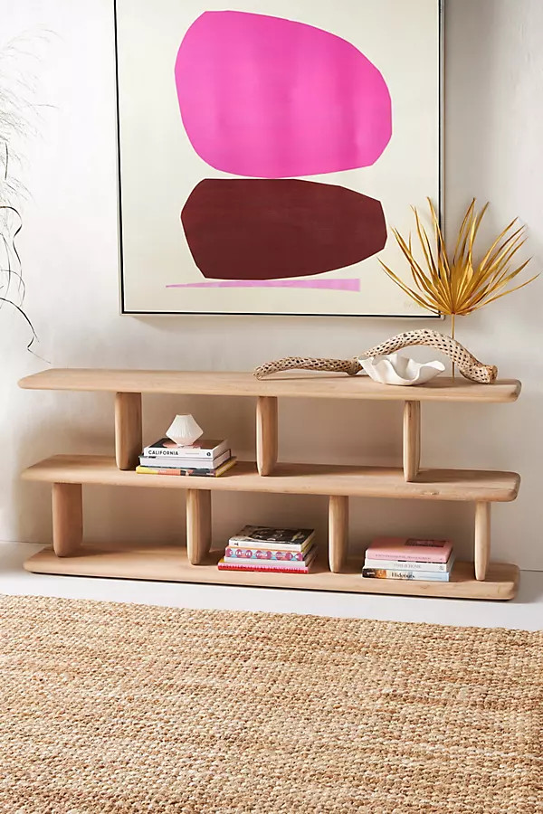 Kalle Sculptural Oak Two-Tier Bookshelf | Anthropologie (US)