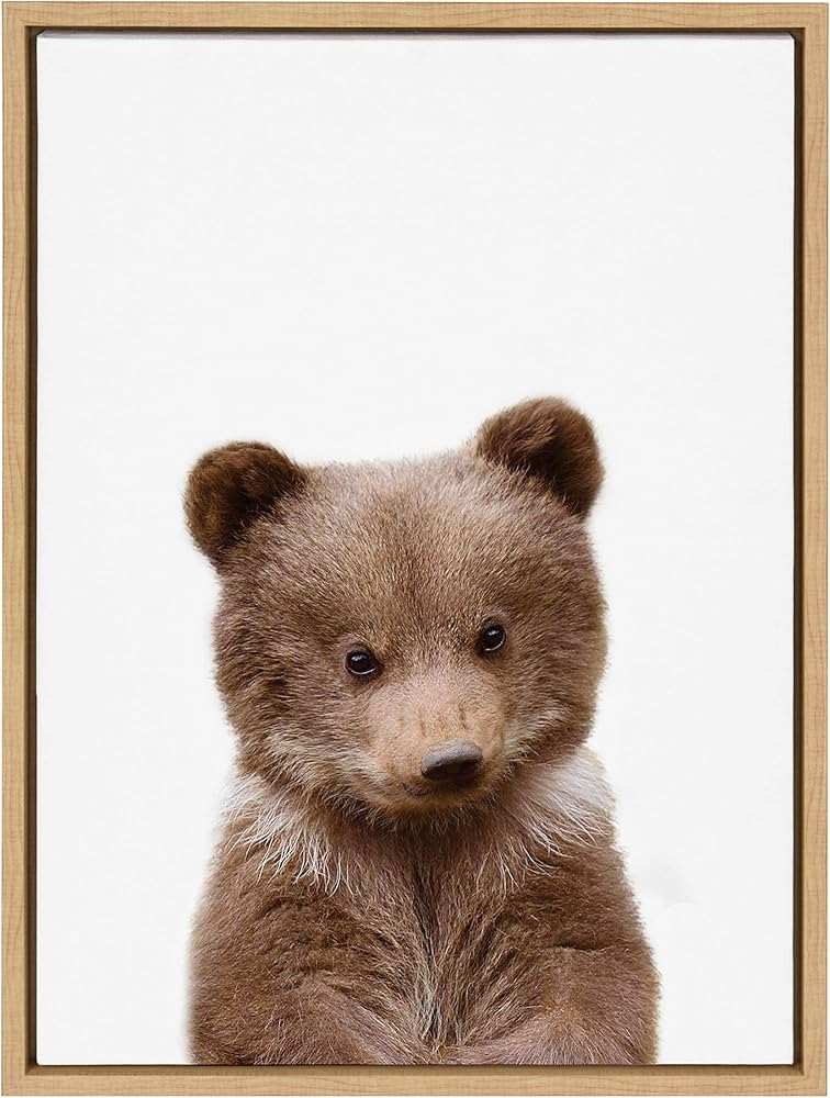 Kate and Laurel Sylvie Baby Bear Animal Print Portrait Framed Canvas Wall Art by Amy Peterson, 18x24 | Amazon (US)