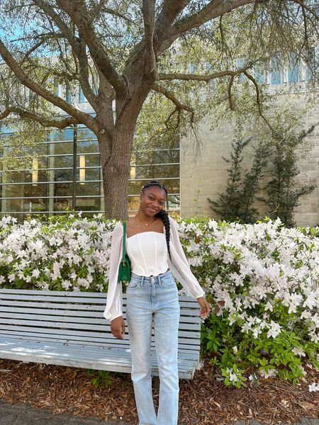 Cute spring outfit, corset top, aesthetic spring outfit, pretty spring fits, Abercrombie jeans 

#LTKunder100 #LTKfit #LTKstyletip