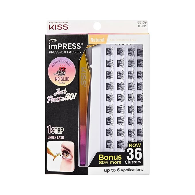 KISS imPRESS Falsies Press On Self Adhesive Eyelashes, 12mm-14mm Natural Volume Press On Lashes, ... | Amazon (US)