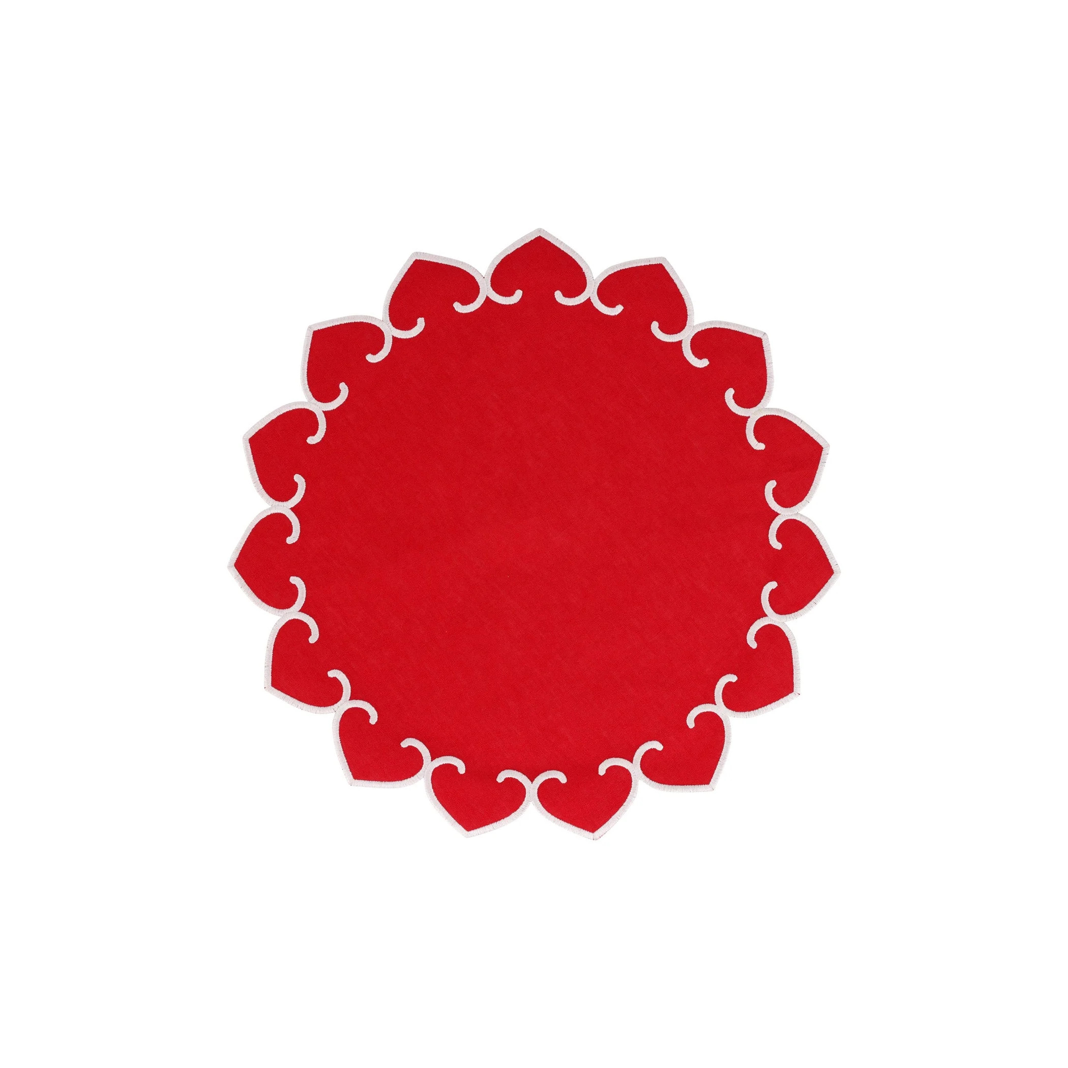 Tessuti Red Round Placemats with White Stitching - Set of 4 | VIETRI