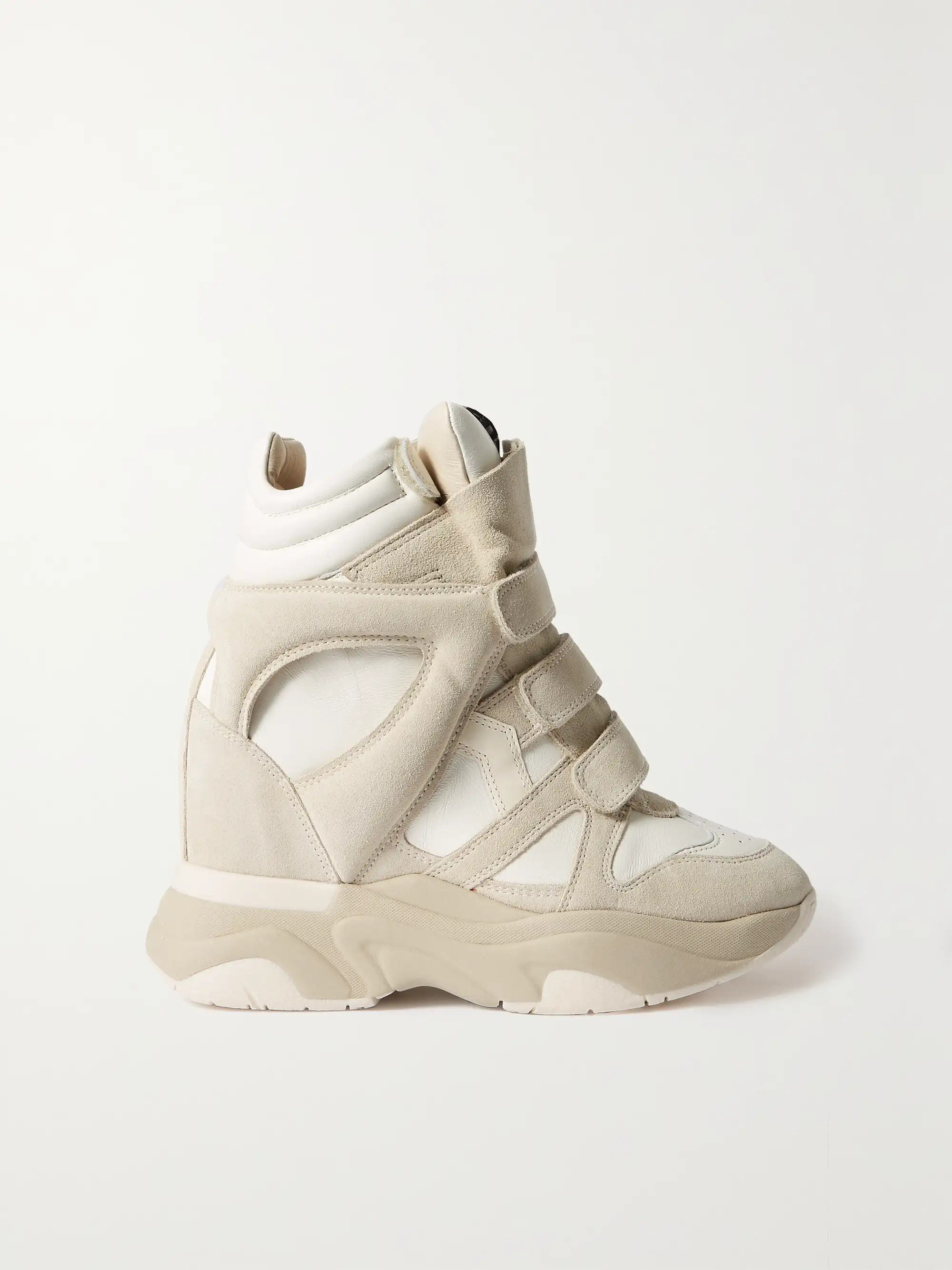 Baskee leather and suede high-top wedge sneakers | NET-A-PORTER (US)