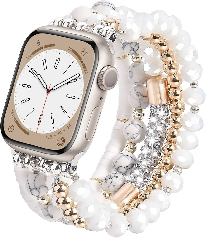 VISOOM Beaded Boho Bracelet Compatible for Apple Watch Band 40mm/38mm/41mm Series 8 7 SE 6/5/4 Wo... | Amazon (US)