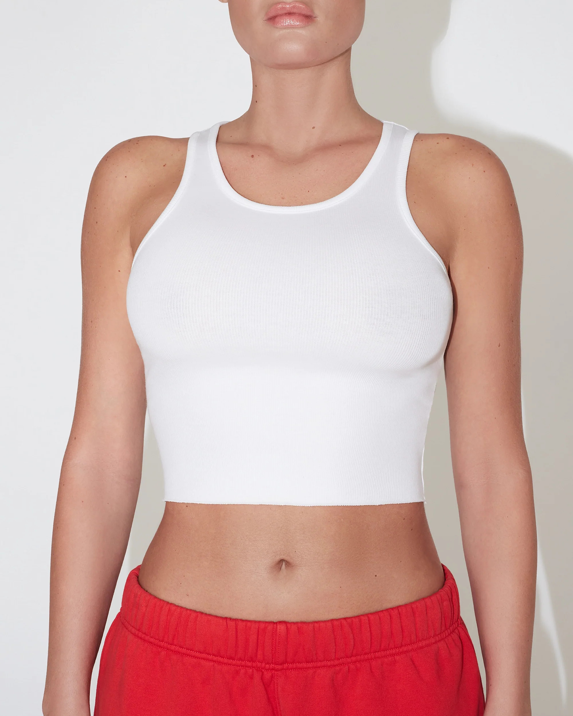 Cropped Raw Hem Rib Tank | White | Shop.app