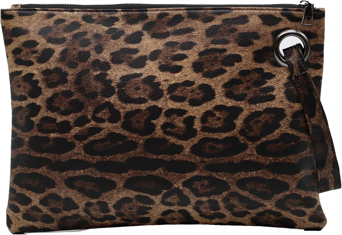 Amaze Womens Oversized Clutch Bag Large PU Leather Pouch Evening Handbags Envelope Purse with Wri... | Amazon (US)