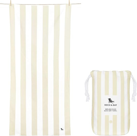 Dock & Bay Beach Towel - Quick Dry, Sand Free - Compact, Lightweight - 100% Recycled - Includes B... | Amazon (US)